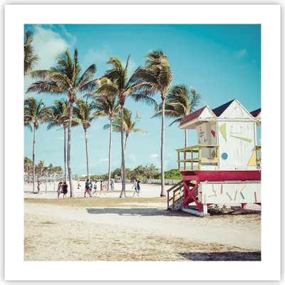 Produktbild von Poster - Poster ohne Rahmen - Strand Miami Florida - 50x50 cm - Wand Bild - Wanddeko - Wandbilder - Kunstposter - Wandposter - Bilder - Kunstdruck - Wanddekoration - Wandbild - P2XAC50x50-4332