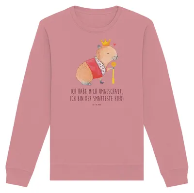 Produktbild von Mr. & Mrs. Panda Bio Baumwoll Pullover Capybara König Größe XS - Canyon Pink - Geschenk, Sweater, Sweatshirt, Pulli, Lustige Sprüche