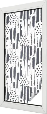 Obrázok produktu pre Vitrážová fólia na okno - 116x50 cm - vitrážový vzor - nepriehľadná dekoratívna fólia na ochranu súkromia - samolepiaca, UV ochrana - pruhy a bodky