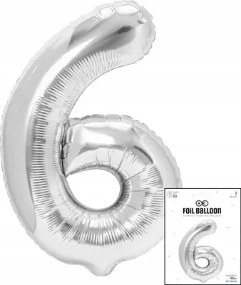 Obrázek produktu pro fóliový balónek číslo 6 stříbrný na narozeninovou oslavu 40cm