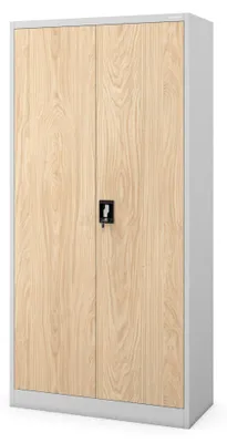 Zdjęcie produktu dla Szafka na dokumenty, szafka magazynowa, szafka wielofunkcyjna, szafka metalowa, 4 półki, malowana proszkowo, blacha stalowa, 185 x 90 x 40 cm, szara / dąb Sonoma