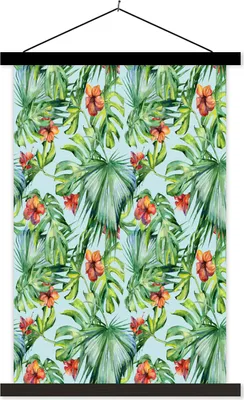 Produktbild von MuchoWow® Textilposter Blumen - Monstera - Orange 120x180 cm mit schwarzem Rahmen - Fotos