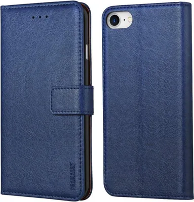 Image de iPhone SE 2022 5G/SE 2020 Housse en cuir noir-bleu
