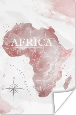 Produktbild von MuchoWow® Poster Karte - Afrika - Aquarell - Kompass 20x30 cm - Papierdruck