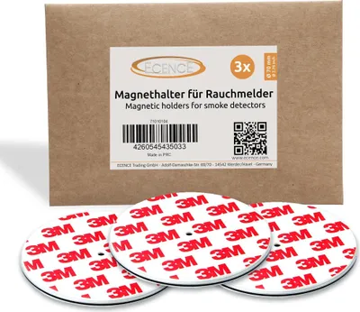 Produktbild von ECENCE Rauchmelder Magnethalter 3 Stück selbstklebende Magnethalterung für Rauchmelder Ø 70mm sc