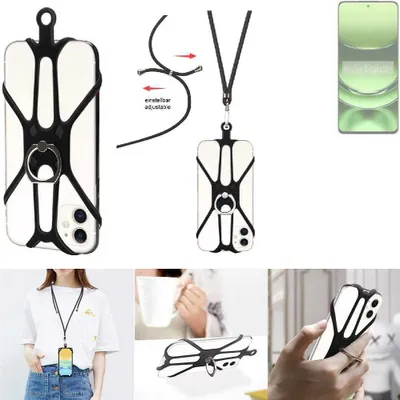 Produktbild von K-S-Trade 3in1 Handykette Handyband Handykordel Halsband Smartphone-Ring Handy-Ring kompatibel mit Realme Narzo 70 Turbo 5G Fingerhalterung Handyring