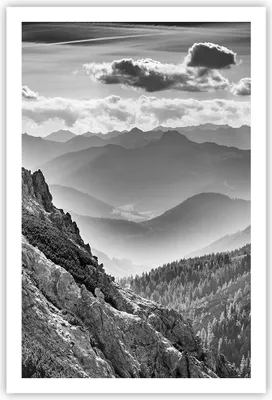 Produktbild von Poster - Poster ohne Rahmen - Schwarzweiß Landschaft Berge - 61x91,5 cm - Wand Bild - Wanddeko - Wandbilder - Kunstposter - Wandposter - Bilder - Kunstdruck - Wanddekoration - Wandbild P2XPA61x91-4560