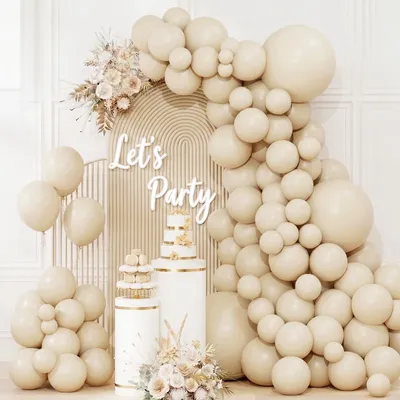 Ballonbogen-Set, 100 Stück, Crème, Latex, für Geburtstag