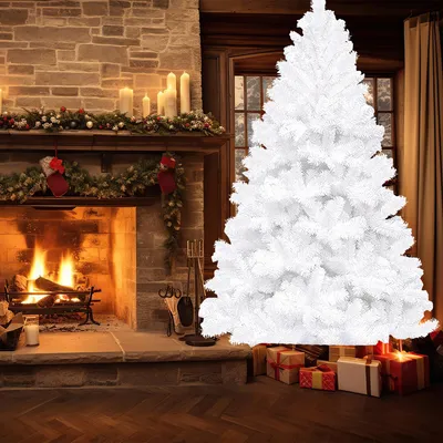Produktbild von Jayseuw 210 cm Tannenbaum weihnachtsbaum mit Metall Christbaum Ständer Einfache Montage für Hochzeit, Weihnachten, Schlafzimmer Weihnachts,Weiß