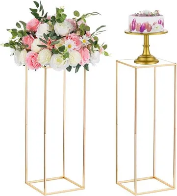 Image de Vase à fleurs doré de 80 cm de haut, décor géométrique