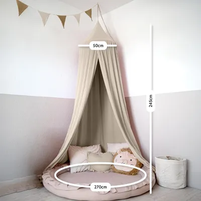 Produktbild von Baldachin Hellbeige mit Goldapplikation - Betthimmel für Kinderzimmer