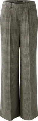 Produktbild von Oui Hose Hahnentritt-Muster hellsteingrau gerade geschnitten Bügelfalte Größe 36 Länge 84cm