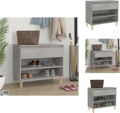 Immagine prodotto di vidaXL Portascarpe grigio cemento 70x36x60 cm in legno - Portascarpe e armadietti