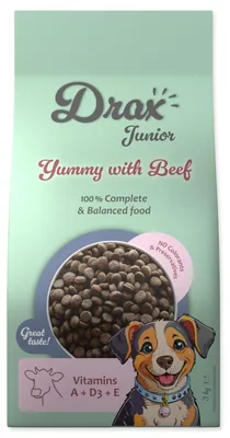 Imagen del producto de Alimento para cachorros Drax Junior, sabor a ternera, 3 kg