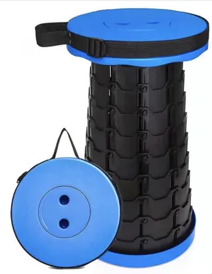 Produktbild von RHP Klapphocker, Blau, faltbar & höhenverstellbar, tragbar, für Garten & Outdoor, aus Nylon & PP-Kunststoff, Höhe 6,5-45 cm, bis 180kg Traglast, 1,2 kg leicht
