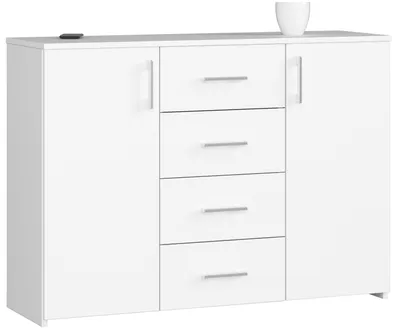 Produktbild von AKORD Furniture Factory OP0LWARBIA001, Weiß, 4 Schublade(n), Matt, 4 Regale, 2 Tür(en), 16 mm