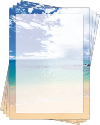 Produktbild von Motivpapier Briefpapier (Meer Strand-5186, DIN A4, 25 Blatt) schöner Sandstrand blaues Meer und Himmel mit Wolken