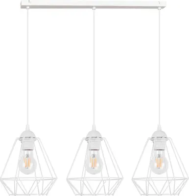 Produktbild von Corral Hängelampe Hängeleuchte - Deckenlampe Industrial - Pendelleuchte aus Metall - 3 - Flammig Längs - Weiß -Corral