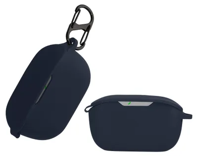 Produktbild von kwmobile Schutzhülle für JBL WAVE BUDS Hülle - TPU Silikon Case für Kopfhörer Ladecase - stoßfestes Cover mit Karabiner - Dunkelblau