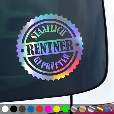 Produktbild von PantherPixel Rentner Aufkleber Senioren Rentnern Ruhestand Sticker Auto Geschenkidee Farbe Oilslick-Hologramm
