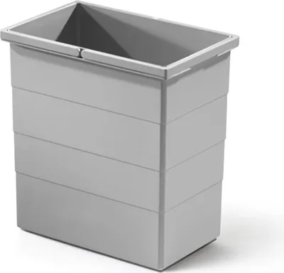 A gray rectangular trash can insert with horizontal ridges.