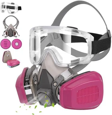 Produktbild von Wiederverwendbare Atemschutzmaske mit Filtertypen 60921 und 2097, Gasmaske, Stofffilter und Schutzbrille für Lackierarbeiten, Feinstaub, Bauarbeiten und Schweißarbeiten