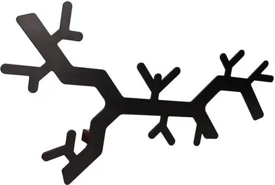 Image de Porte-manteaux mural en métal Unyqoos® designé comme une branche d'arbre – noir, acier, 50 x 25 cm, 5 crochets, capacité de charge jusqu'à 50 kg