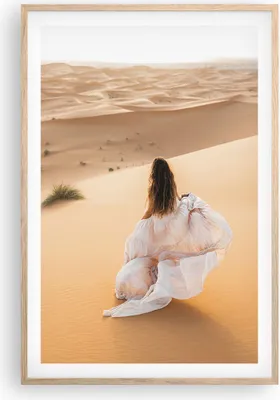 Produktbild von Gerahmtes Poster - Rahmen in heller Eiche - Wüste Düne Frau - 61x91,5 cm - Wand Bild - Wanddeko - Wandbilder - Kunstposter - Wandposter - Bilderrahmen - Bilder - Kunstdruck - P2NPA61x91-5169