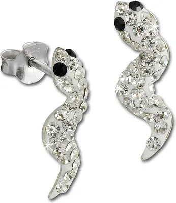 Produktbild von SilberDream weiß Ohrringe Schlange Zirkonia Damen 925 Silber Ohrstecker GSO601W