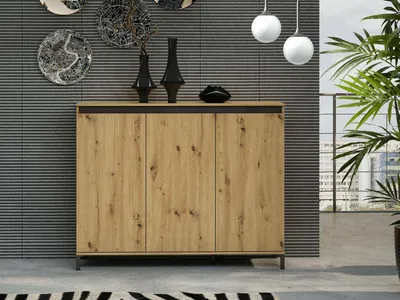 Produktbild von Dmora Sideboard Bloemfontein 138x110x40cm Braun 4 Regale Schubladen