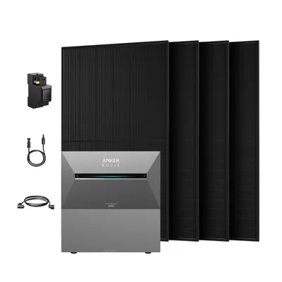 Produktbild von Powerness Balkonkraftwerk mit Speicher, Anker SOLIX Solarbank 3 E2700 Pro und BP2700 Erweiterungsakku, 4x 500W Bifazial PV Panel & Smart Zähler 0% VAT