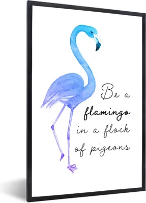 Produktbild von MuchoWow® MuchoWow® Gerahmtes Poster Blau - Lila - Flamingo 40x60 cm - Poster mit zchwarzem Bilderrahmen - Papierdruck - Wandbilder