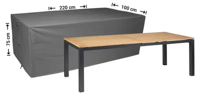 Produktbild von Raffles Covers Raffles Covers Gartentisch-Schutzhülle | Atmungsaktiv | Wasserdicht | UV-beständig | Doppelnähte | Elastischer Kordelzug - Farbe: Anthrazit, Masse: 220 x 100