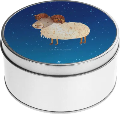 Produktbild von Mr. & Mrs. Panda Metallbox Sternzeichen Widder - Sternenhimmel Blau - Geschenk, Geburtstag April, keksdosen, Keksdose, Vorratsdose, März, Schafbock, Bock, Vorratsdosen