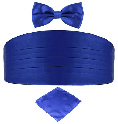Produktbild von DonDon 3er Set Herren Kummerbund Fliege Einstecktuch farblich abgestimmt glänzend - Blau