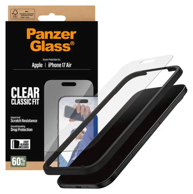 Produktbild von PanzerGlass ® Displayschutz iPhone Air | Classic Fit m. EasyAligner, Apple, Apple - iPhone Air, Trockene Anwendung, Kratzresistent, Schockresistent, Transparent, 1 Stück(e)