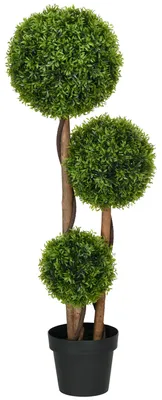 Produktbild von HOMCOM Künstlicher Buchsbaum groß 110cm, UV-beständige Kunstpflanze mit 3 Kugeln