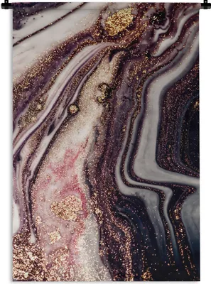 Produktbild von MuchoWow® Wandteppich Wandbehang Marmor - Rosa - Gold - Glitzer - Marmoroptik 90x135 cm Tapisserie Dekoration Wandtuch - Baumwolle - Wandskulptur