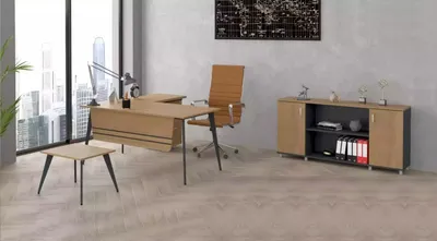 Zdjęcie produktu dla Zestaw biurowy Biurko narożne Gabinet Komplet 3 szt.