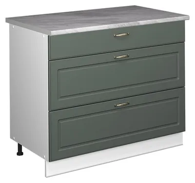 Produktbild von Küchenunterschrank Vicco Fame-Line Grün-Gold Landhaus/Weiß 100 cm, AP Marmor, Model 61993