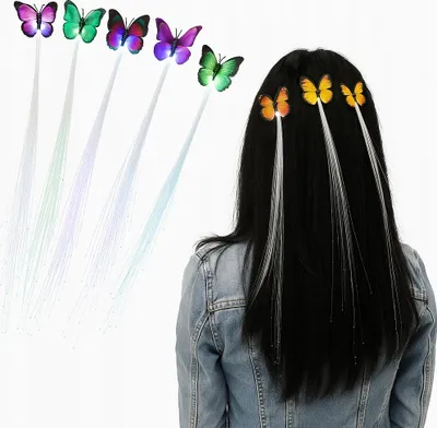 Immagine prodotto di Set Di Fibbie Per Capelli A Forma Di Farfalla 5X Colorate Festival Trecce Luminose A Led