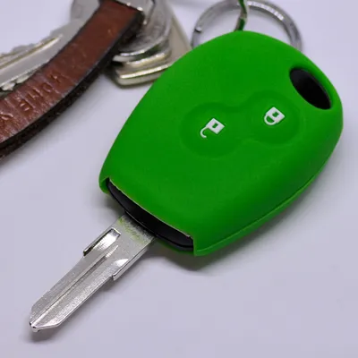 Immagine prodotto di Chiave auto Copertura protettiva in silicone verde compatibile con Dacia Dokker Sandero Duster Lodgy Logan Renault Clio Twingo 2 pulsanti Radiocomando