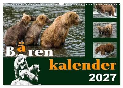 Produktbild von Bärenkalender (Wandkalender 2027 DIN A3 quer), CALVENDO Monatskalender