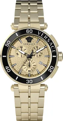 Zdjęcie produktu dla Versace VE3L00622 Greca Chrono czarny złoty zegarek bransoletka ze stali nierdzewnej mężczyźni NOWOŚĆ