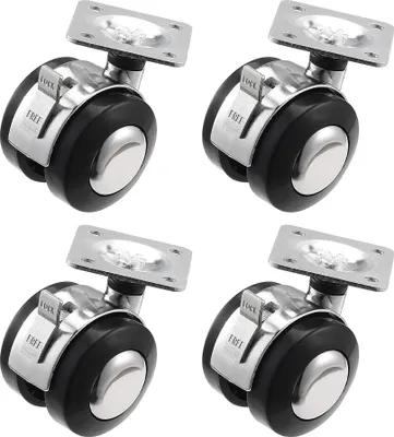 Produktbild von 4 Stück Lenkrollen für Glasvitrine, Stuhlrolle Räder, Möbelrollen mit Sicherheitsbremse, Schwenkrollen für schwere Lasten mit Bremse(Doppelöffnung, Vitrinen-Universalrollen - 6 Stück/Set)