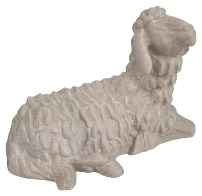 Liegendes Schaf aus Ahornholz, handbemalt, 13 cm