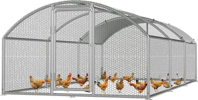Produktbild von Faziango 3x 6x 2m Hühnerstall Kuppeldach Tiergehege Freilaufgehege Tierlaufstall mit PE-Schattendach, Verzinkter Stahlrahmen, Außenzaun Verwendet für Hühner
