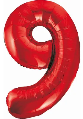 Obrázek produktu pro XL fóliový balónek číslo 9 červený 85 cm