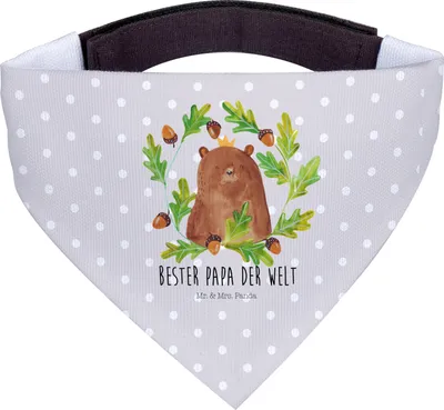 Produktbild von Mr. & Mrs. Panda Hundehalstuch Bär König - Grau Pastell - Geschenk, Halstuch, Hunde, Vater, Papa, Vatertag, Dad, Hunde-Halstuch, Für, Daddy, Teddy, Hund