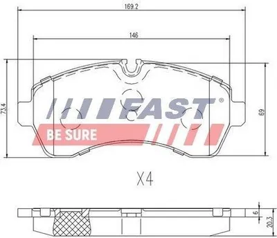Produktbild von FAST Bremsbeläge Satz Vorne Bremsklötze passend für MERCEDES-BENZ SPRINTER 3,5-t Kasten (906) FT29022